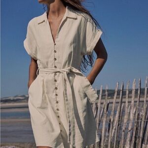 Zara Safari Cream Button-Down Dress